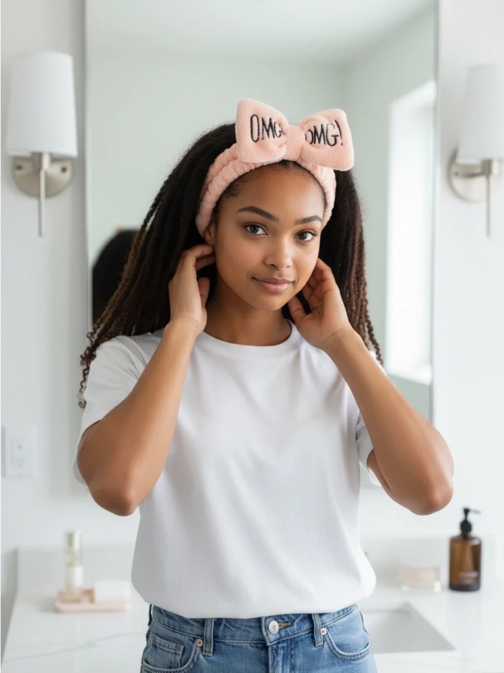 Plush 'OMG!' Kids Headband - Pink, White, Black (choose 1)